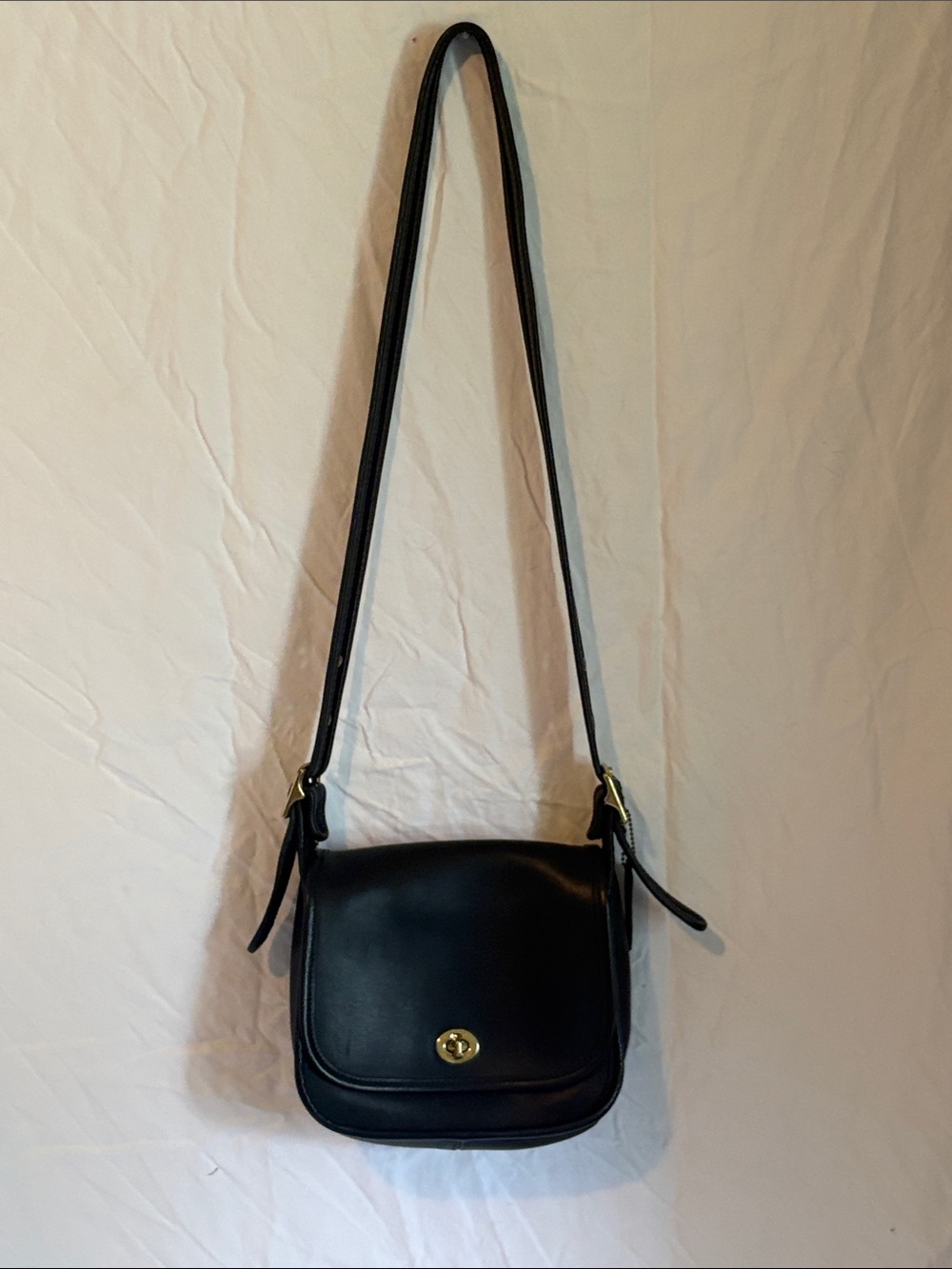 Coach Rare Small Legacy 9965 Black Leather Crossbody with Gold-Tone Turnlock